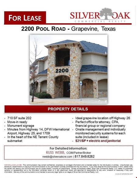 A look at 2200 -2220 Pool Road Office space for Rent in Grapevine