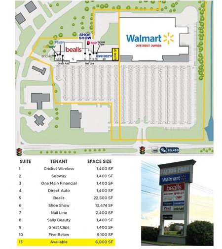 A look at Payton Park Shopping Center commercial space in Sylacauga