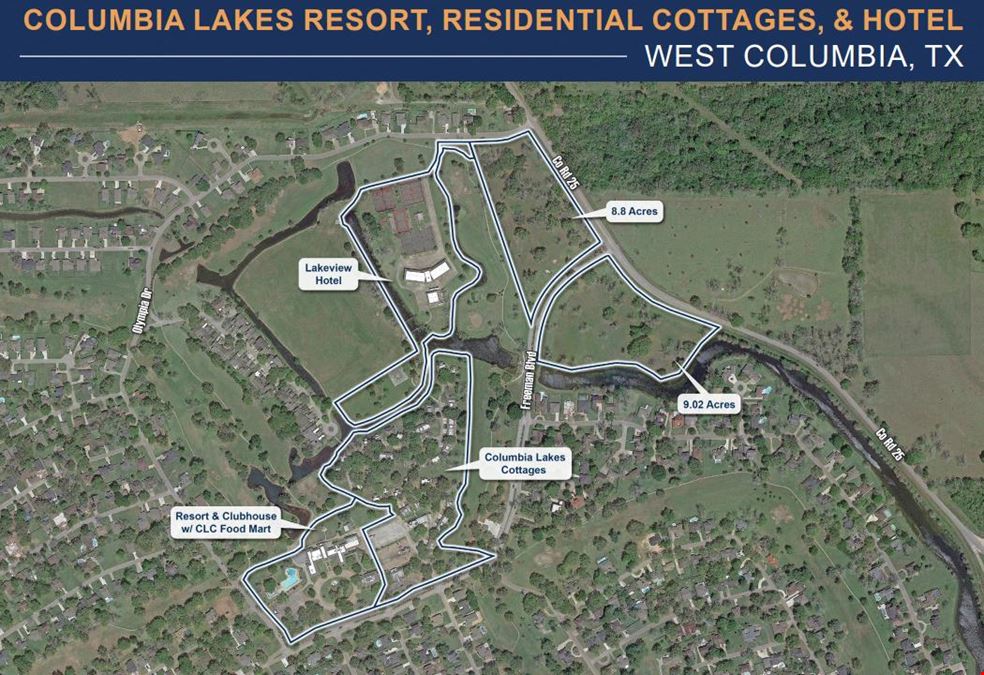 COLUMBIA LAKES RESORT, RESIDENTIAL COTTAGES, HOTEL, and ±18/ac of Developable Land