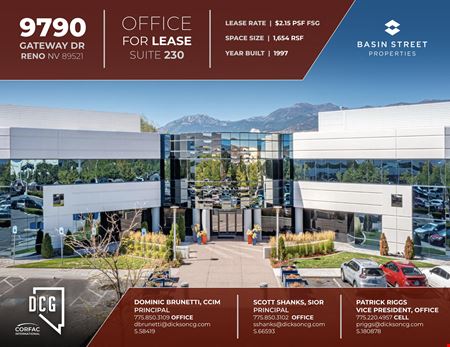 A look at 9790 Gateway Drive Suite 230 Office space for Rent in Reno