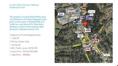 A look at ±1,200 SF Retail Space for Lease Adjacent to Pruitt Shopping Center in Anderson commercial space in Anderson