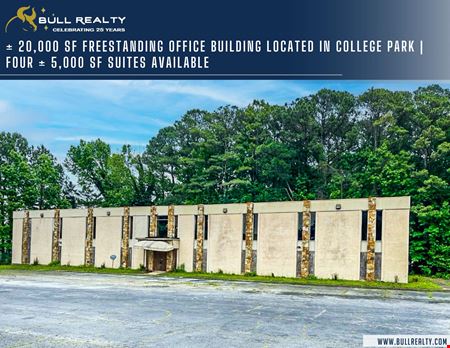A look at ± 20,000 SF Freestanding Office Building Located in College Park | Four ± 5,000 SF Suites Available Office space for Rent in Atlanta