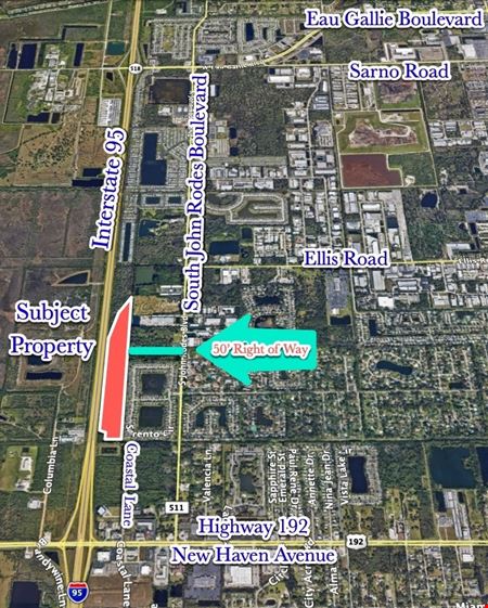 A look at I-95 and Coastal Lane 25.009 Ac.  M-2 Heavy Industrial City of West Melbourne FL commercial space in West Melbourne