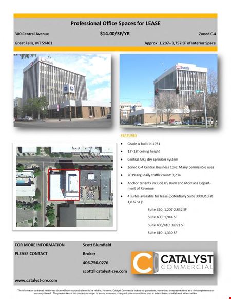 A look at US Bank Suites for Lease Office space for Rent in Great Falls