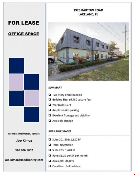 A look at 1925 Bartow Road Lakeland Florida 33801 Office space for Rent in Lakeland