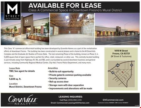 A look at M Street Art Complex Retail space for Rent in Fresno