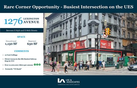 A look at 1276 Lexington Avenue Retail space for Rent in New York