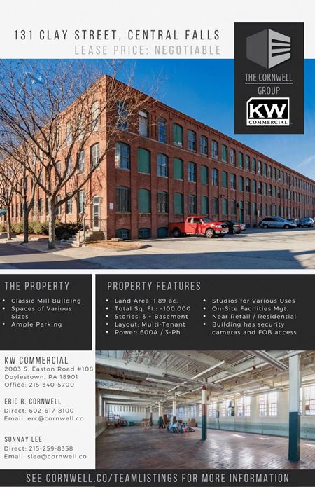 A look at Clay Street Studios - Conant Thread District Industrial space for Rent in Central Falls