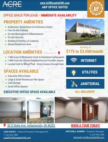 A look at A&P Building Office space for Rent in Indianapolis