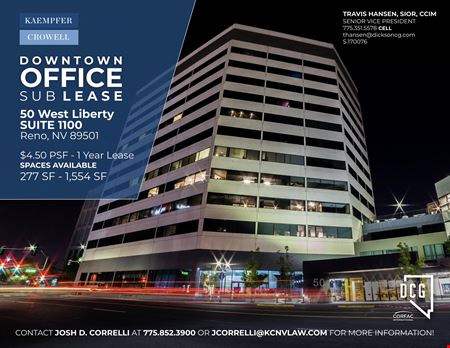 A look at Sublease Spaces - Suite 1100 Office space for Rent in Reno