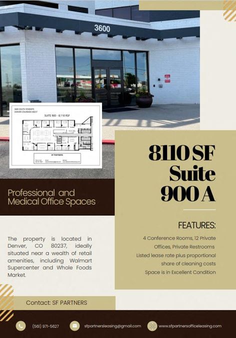 8,110 SF Suite 900 A Professional and Medical Office Space