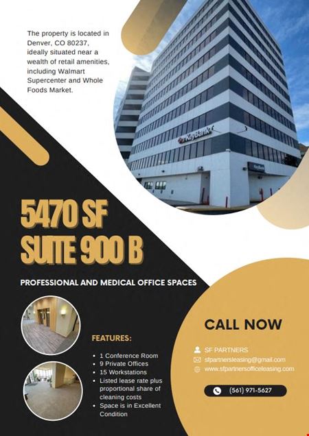 A look at 5,470 SF Suite 900 B Professional and Medical Office Spacce commercial space in Denver
