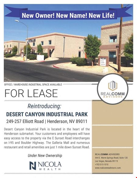 A look at Desert Canyon Industrial Park Commercial space for Rent in Henderson