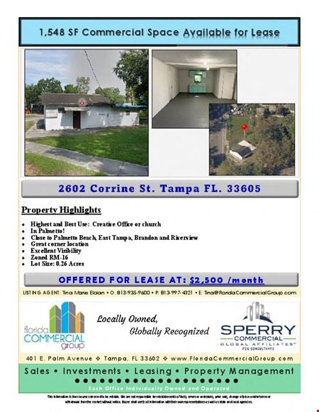 A look at 2602 Corrine St. Office space for Rent in Tampa