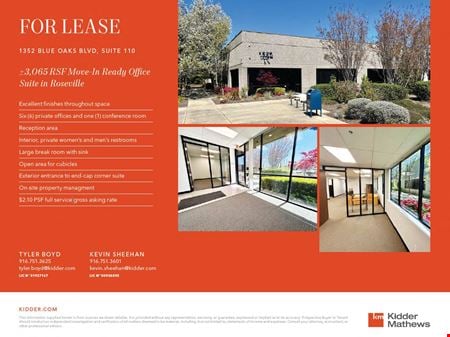 A look at 1352 Blue Oaks Blvd Office space for Rent in Roseville