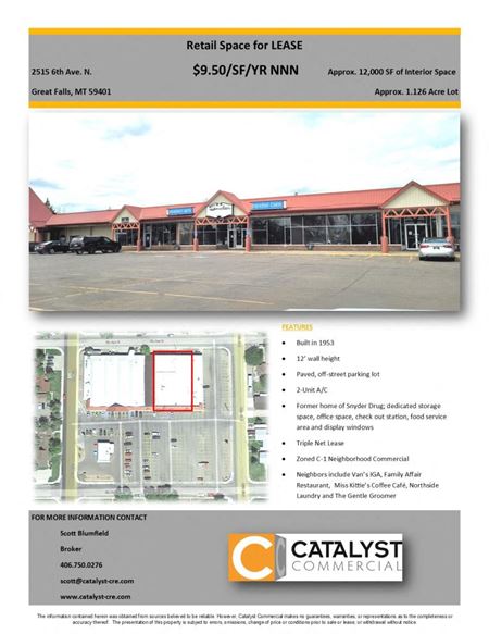 A look at 2515 6th Ave N Great Falls MT 59401 Retail space for Rent in Great Falls