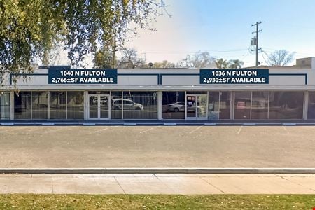 A look at Fresno Tower District Commercial Retail Spaces For Lease at 1040 &amp; 1036 N Fulton St. Commercial space for Rent in Fresno