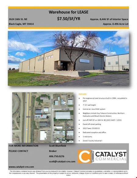 A look at 2624 16th ST NE  Black Eagle, MT Industrial space for Rent in Black Eagle